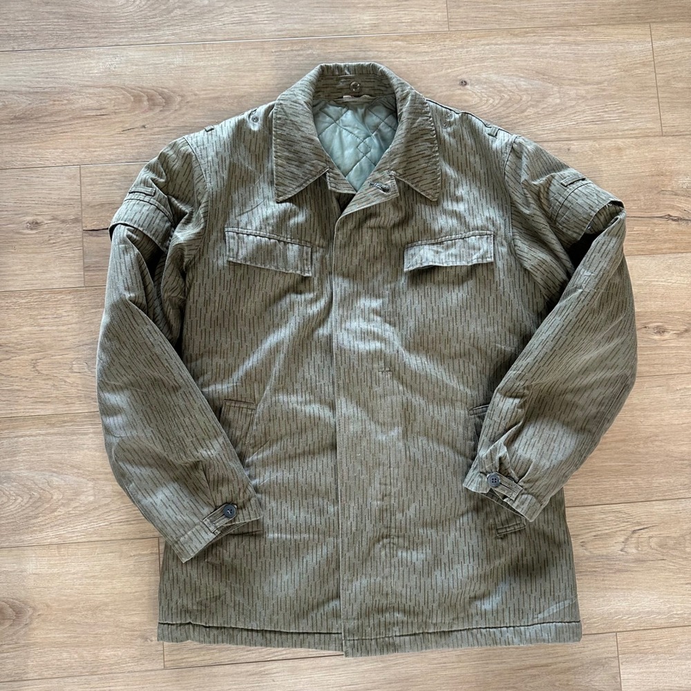 VTG East German Military Rain Drop Strichtarn Insulated Camo Jacket Coat g48 Med